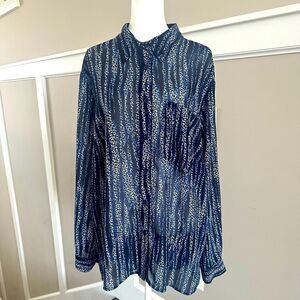 Michael Kors long sleeve, semi sheer button down blouse.